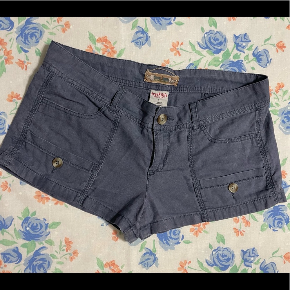 Free Style revolution Linen Shorts gray/blue color women’s/Juniors size 9